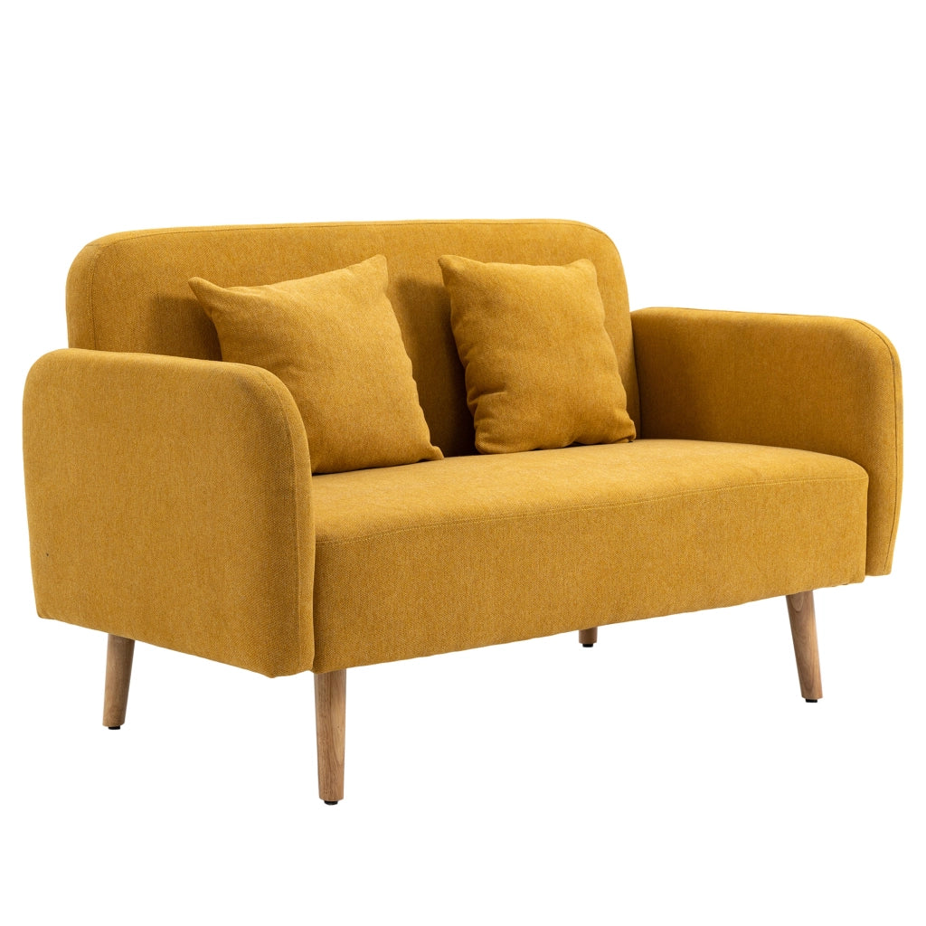 Divano 2 posti in velluto giallo con cuscini ¨C Xylo ¨C 130x70x80 cm