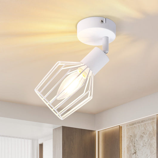 ZMH Faretto da soffitto bianchi 1 luce E14 metallo orientabili 350° industriali anche parete per corridoio soggiorno