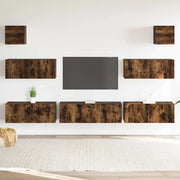 Set di Mobili Porta TV 7 pz Rovere Fumo in Legno Multistrato 3114547