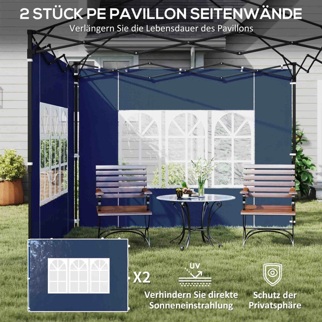 Set 2 Pezzi Pareti Laterali per Gazebo 3x3 3x6 ¨C Zephmum ¨C Blu Impermeabile con Finestra