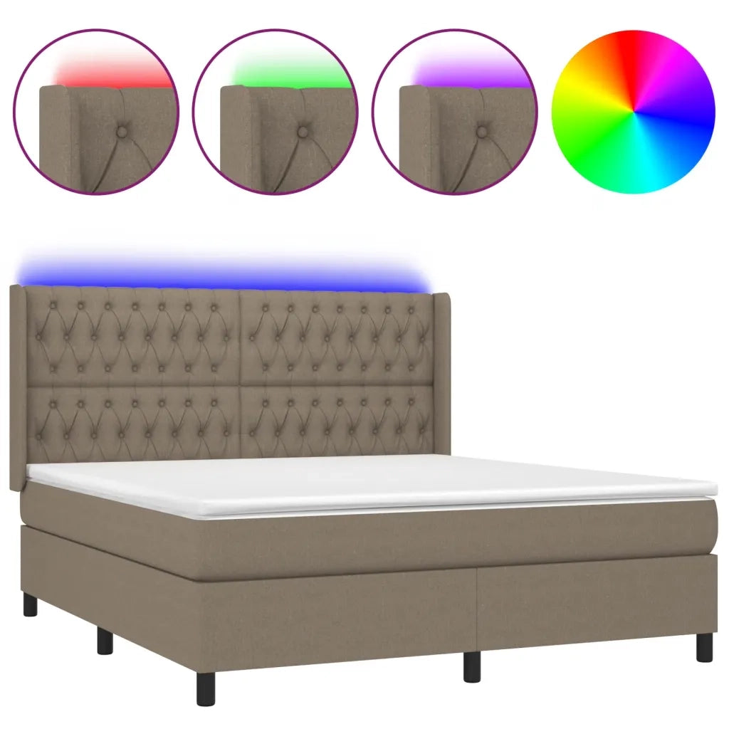 Letto a Molle con Materasso e LED Tortora 180x200 cm in Tessutocod mxl 123276