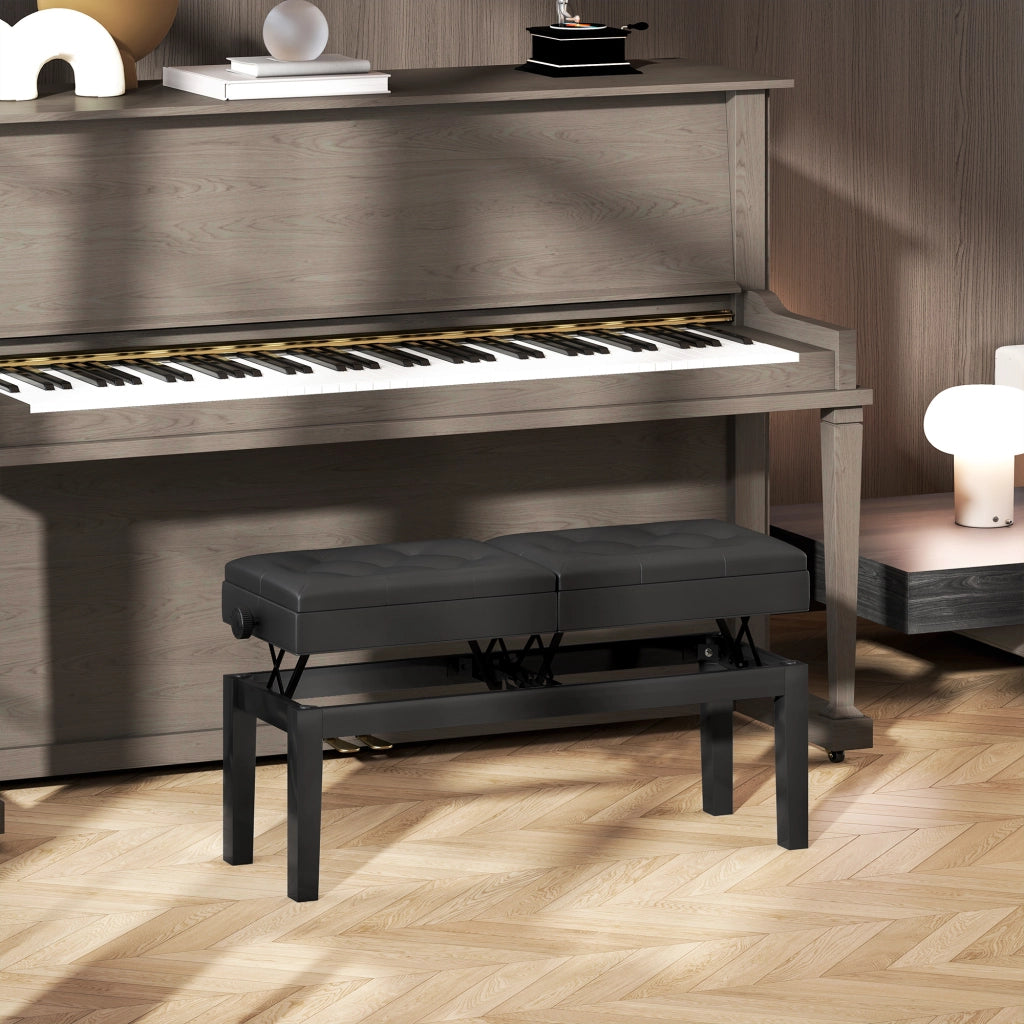 Sgabello da pianoforte regolabile con seduta imbottita e vano ¨C Zephmum ¨C Nero