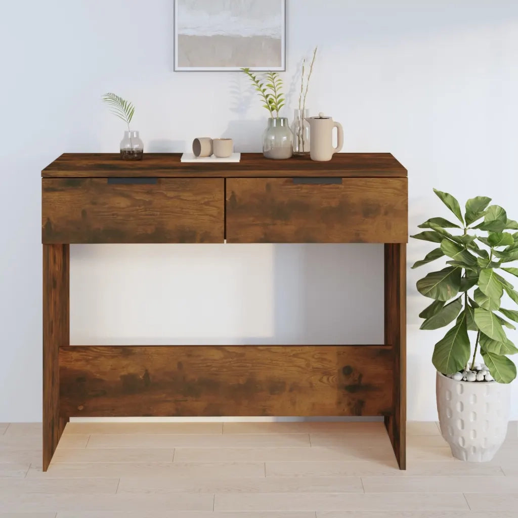 Tavolino Consolle | Tavolo d'Ingresso Rovere Fumo 90x36x75 cm in Legno Multistrato