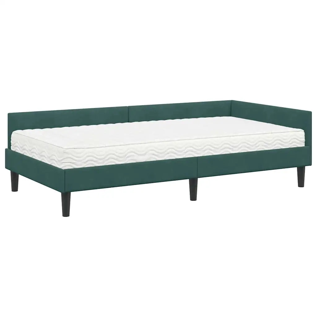 Struttura Letto Angolare con Materasso 2 pcs Verde Velluto 3393688