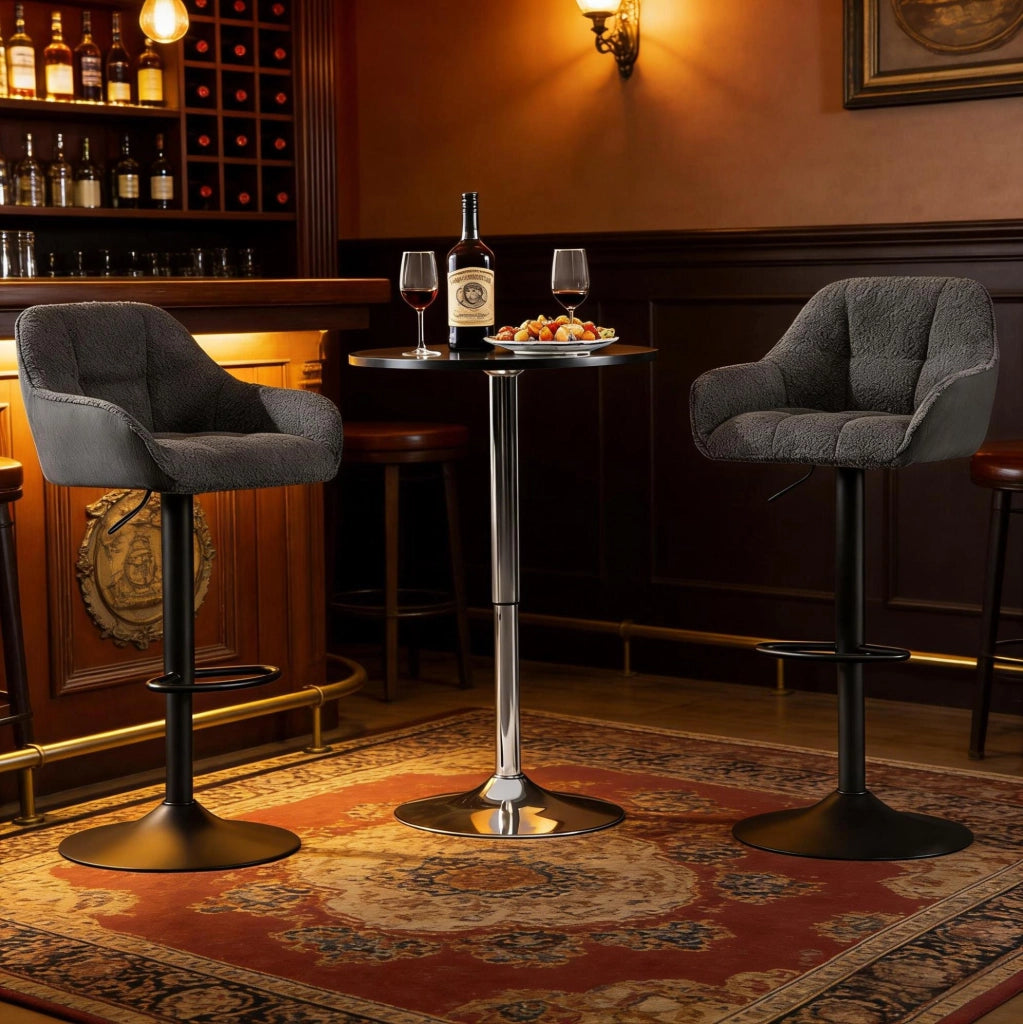 Set di 2 sgabelli da bar girevoli regolabili, grigio scuro