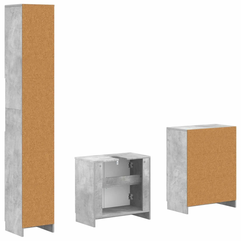 Set di armadietti da bagno in 3 pezzi UTRECHT Grigio Cemento 3417489
