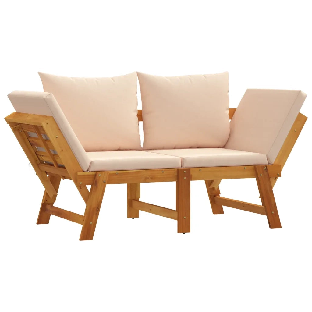 Panchina da Giardino | Panca da Giardino con Cuscini 2-in-1 in Legno di Acacia