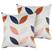 Set di 2 cuscini in velluto multicolore 45 x 45 cm accessorio boho motivo foglia