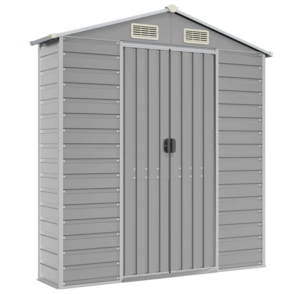 Casetta da giardino cabina ripostiglio capanno da esterno capanno per attrezzi robusta colore chiaro 191 x 130 x 198 cm acciaio zincato grigio 02_0022241