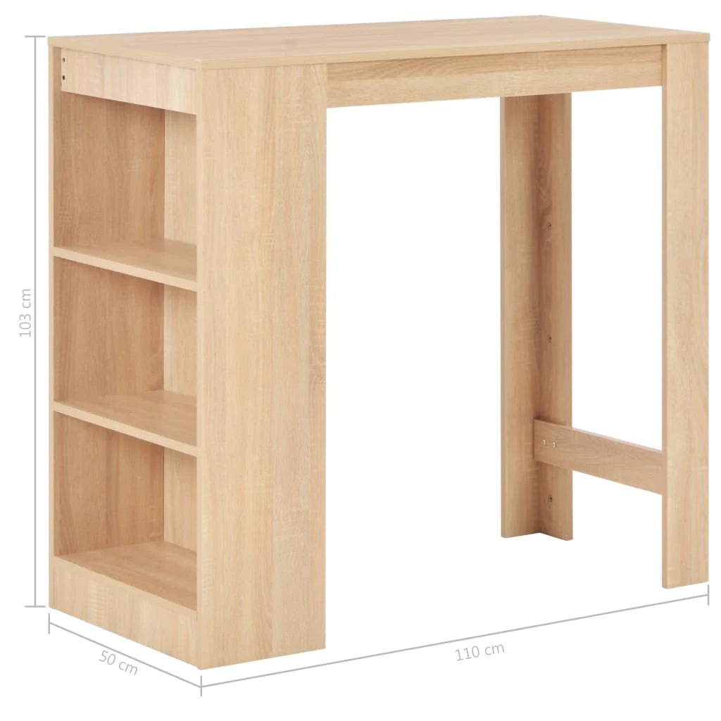 Tavolo alto da bar/bistrot con ripiano rovere 110 cm rettangolare beige 0902054