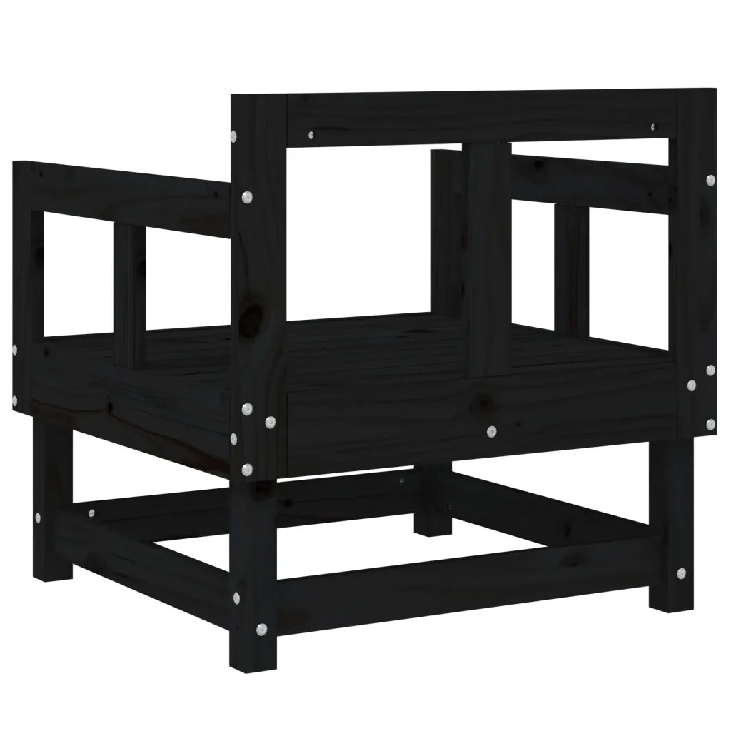 Sedia da patio-Sedie da Giardino 2 pz Nere in Legno Massello di Pino 231446