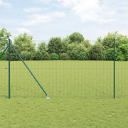 Recinzione Euro con 7 Paletti 1.5x10 m Acciaio Galvanizzato Verde