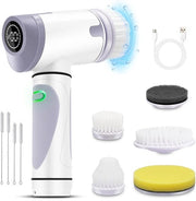 Scrubber a spazzola elettrico con 5 teste di spazzola - apparecchio per pulizia di pavimenti - spazzola per pulizia - impermeabile all'acqua - utilizzabile in cucina e bagno