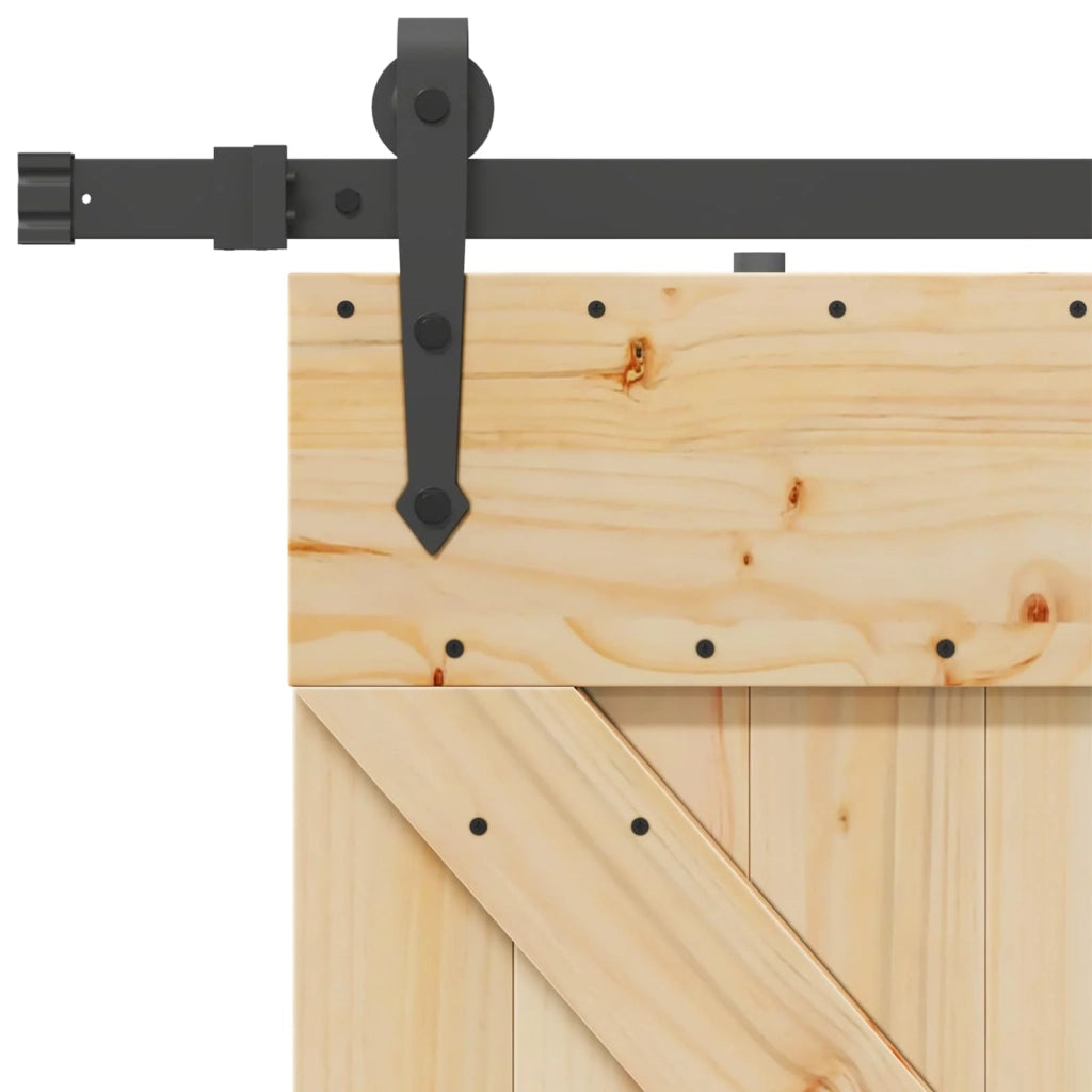Porta scorrevole NARVIK Naturale e Nero 80 x 210 cm (152,5 cm) 3445242