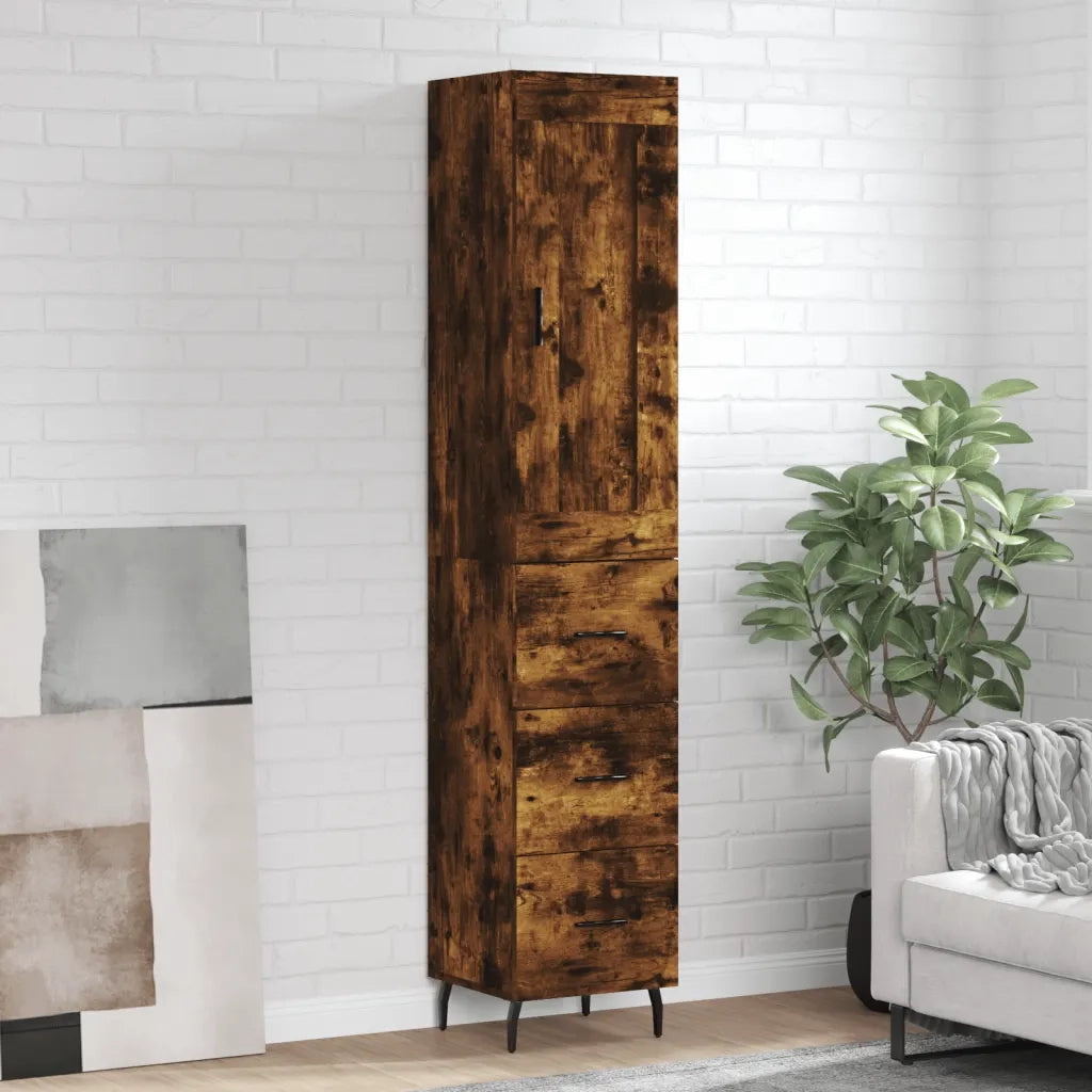 Credenza | Madia | Buffet da pranzo | Armadio da pranzo Rovere Fumo 34,5x34x180 cm in Legno Multistrato