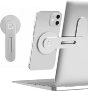 Standa per laptop regolabile con supporto magnetico per smartphone iPhone MagSafe e tutti i cellulari - Design sottile in alluminio (clip di fissaggio laterale, trasportabile e ripiegabile)
