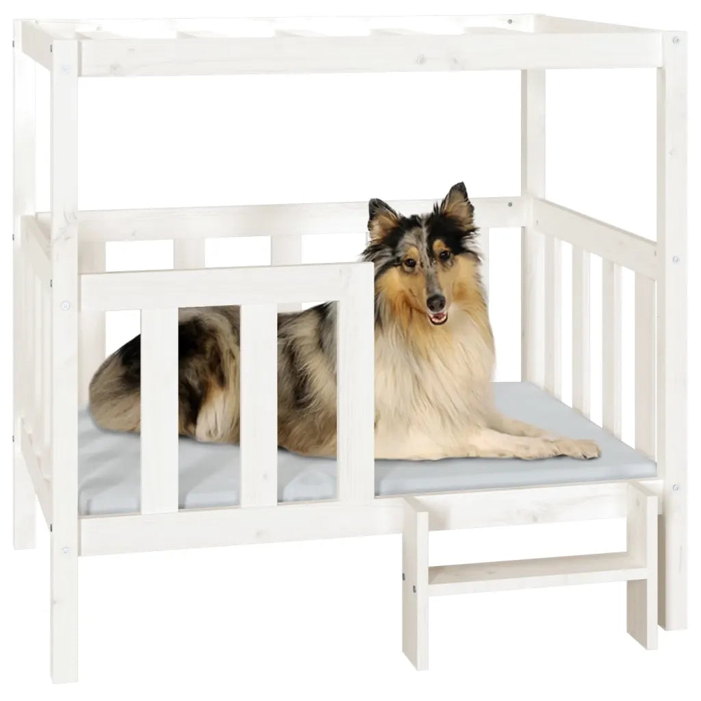 Cuccia per Cani Bianca 105,5x83,5x100 cm Legno Massello di Pino 822388