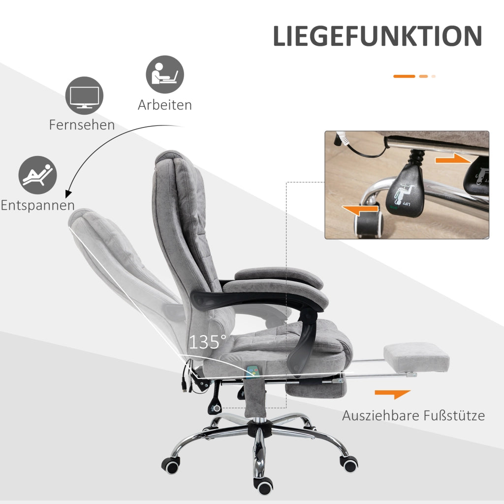 Sedia da ufficio massaggiante reclinabile con poggiapiedi ¨C zephmum ¨C Grigio