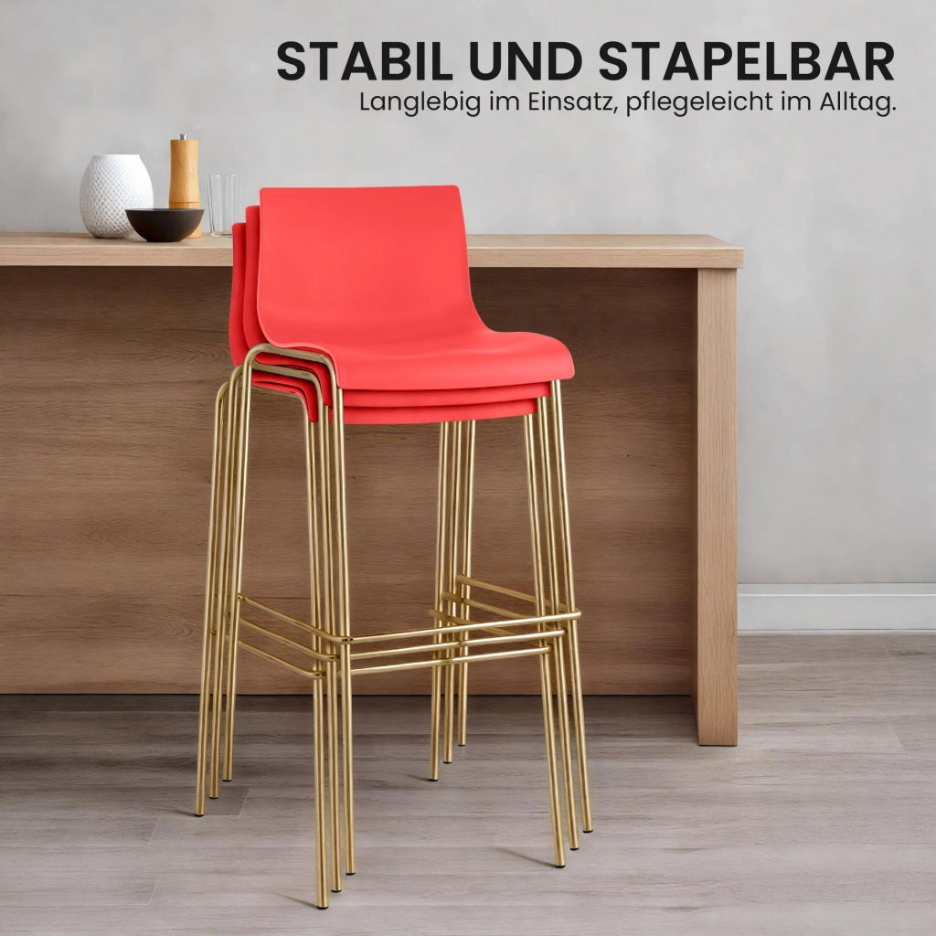 Set di 2 sgabelli da bar Hoover in plastica da 4 piedi color oro 4