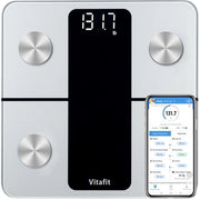Peso corporeo digitale - Bilancino Bluetooth per peso corporeo, IMC, massa muscolare e altro - Argento