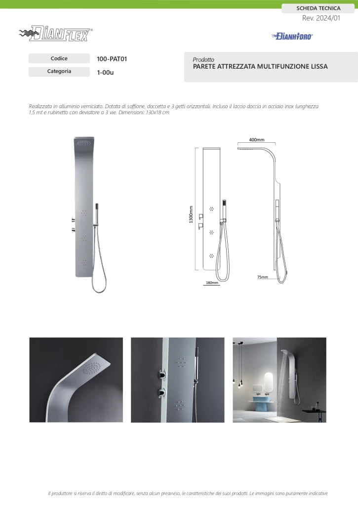 PARETE ATTREZZATA MULTIFUNZIONE MOD. LISSA- Alluminio verniciato- DH- pezzi 1