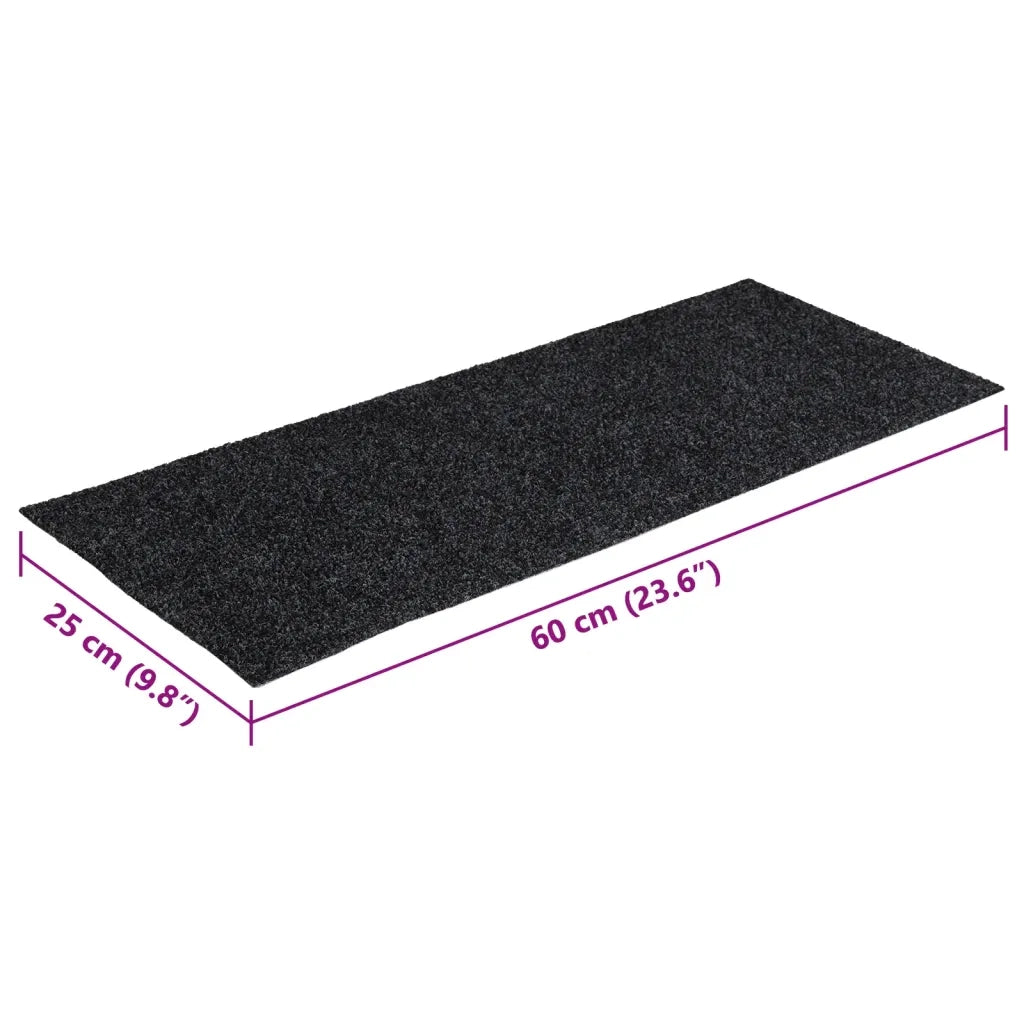 Tappetini per scale autoadesivi 15 pz 60x25 cm Grigio Scuro Rettangolari 326913