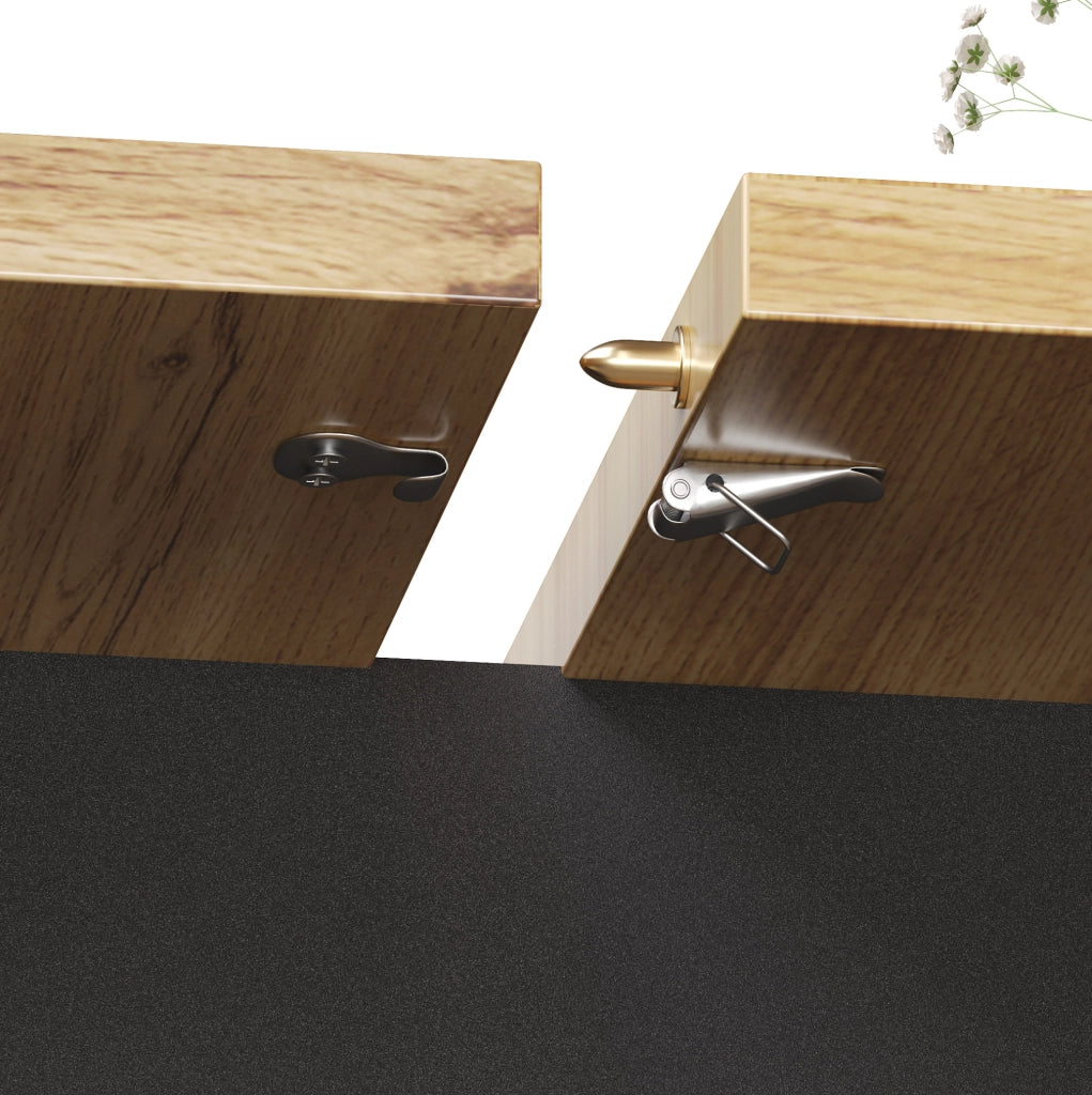 Tavolo allungabile 110-140x80x75 cm con LED e USB; 2 cassetti; MDF nero e naturale