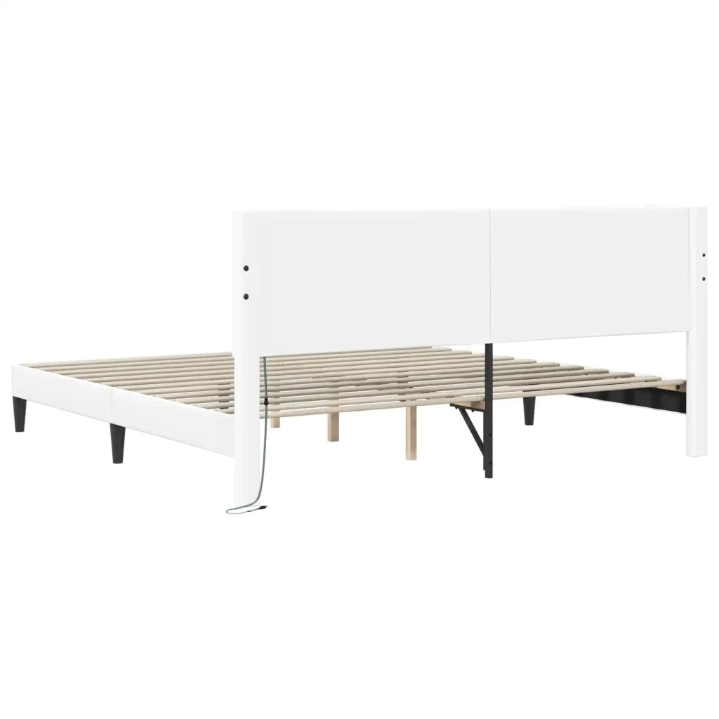 Struttura del letto con testiera Bianco 200 x 200 cm Similpelle 42028035