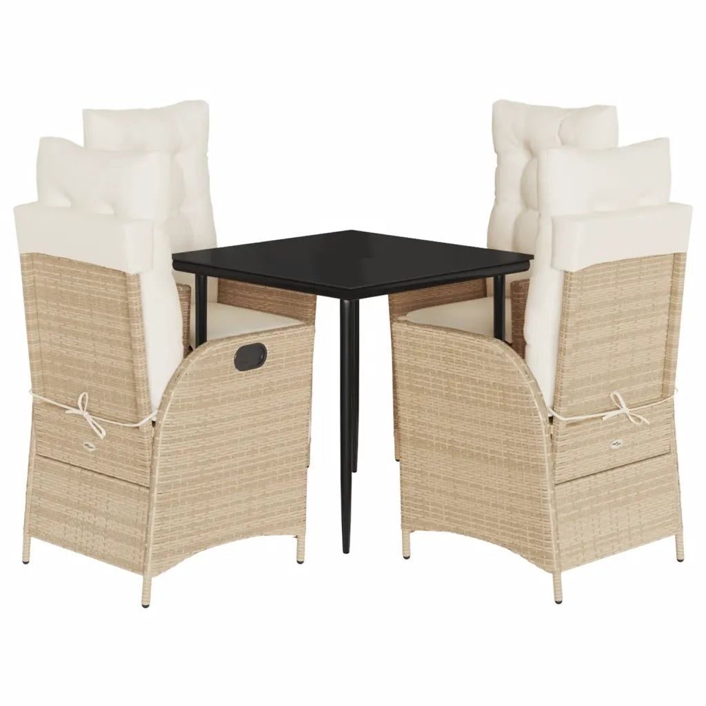 Set da Pranzo da Giardino 5 pz con Cuscini Beige in Polyrattan 3213236