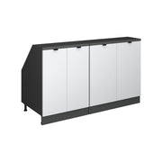 Mobile cucina sottotetto R-Line Ondulazione bianca/Antracite 140 cm Set di 2 carcasse armadio profondità 60 cm Vicco