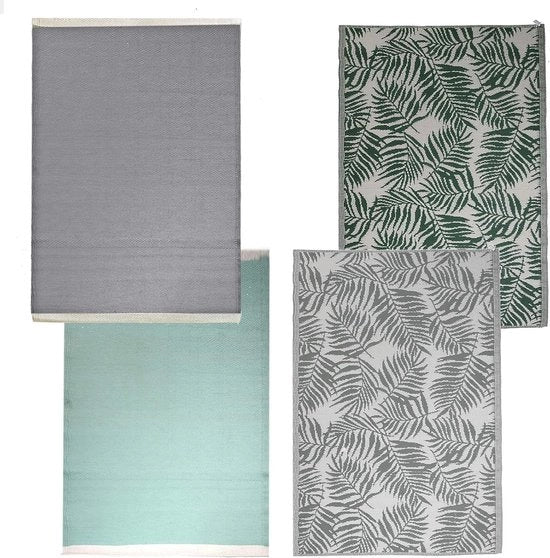 Tappeto esterno impermeabile per terrazza, giardino o balcone, 120cm x 180cm, Foglie verde