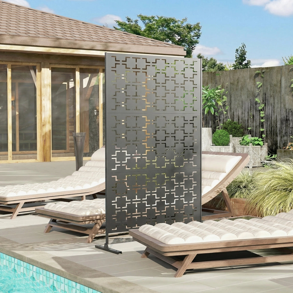 Pannello decorativo paravent esterno geometrico ¨C zephmum ¨C nero 122x45x198 cm