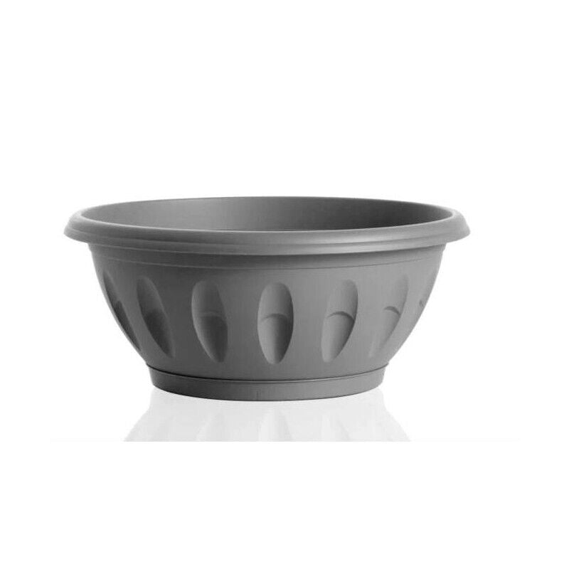 VASO ALBA A CIOTOLA ALBA CON SOTTOVASO 30 CM COLORE GRIGIO