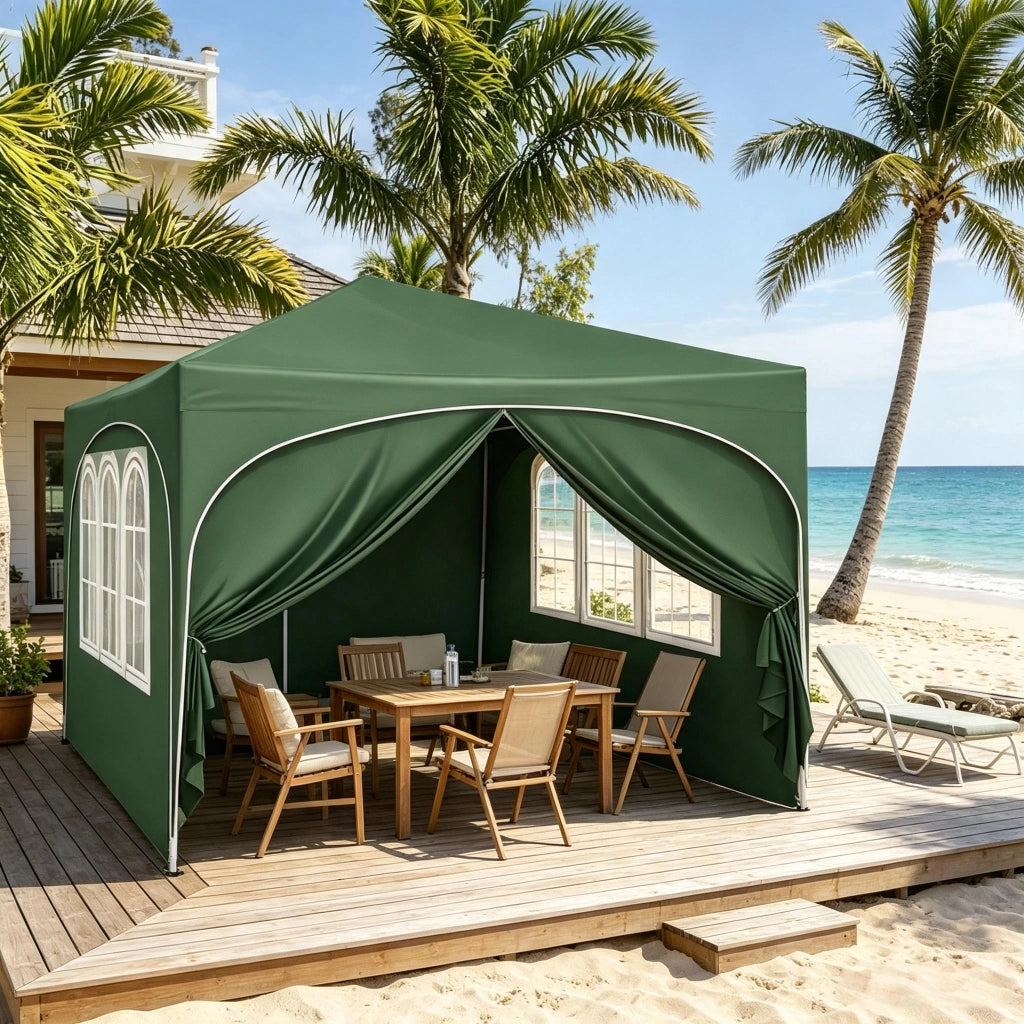 GAZEBO Pieghevole Pop-up 3x3 m Verde in Tessuto Oxford