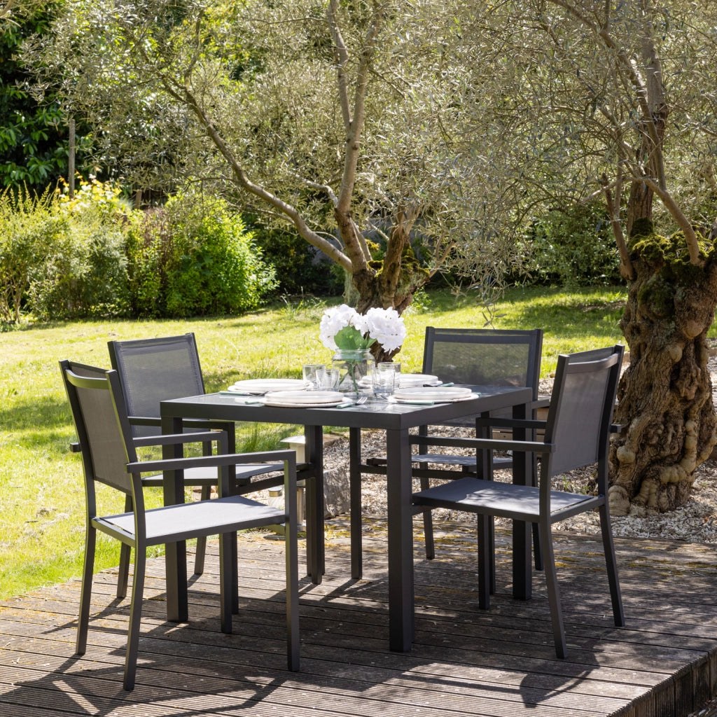 Set di mobili da giardino in textilene grigio BERGAMO 4 posti - alluminio antracite