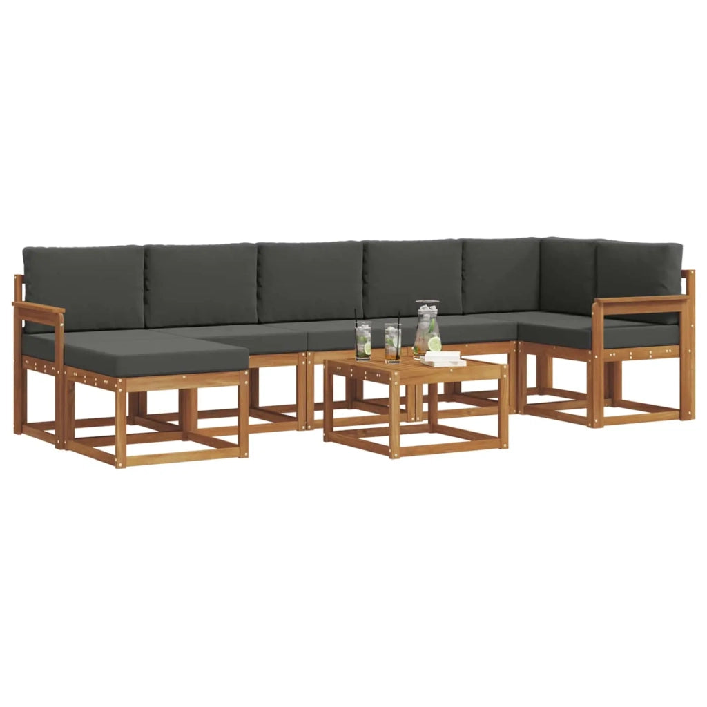 Set di divani da esterno con cuscino 8 pcs Naturale e Antracite