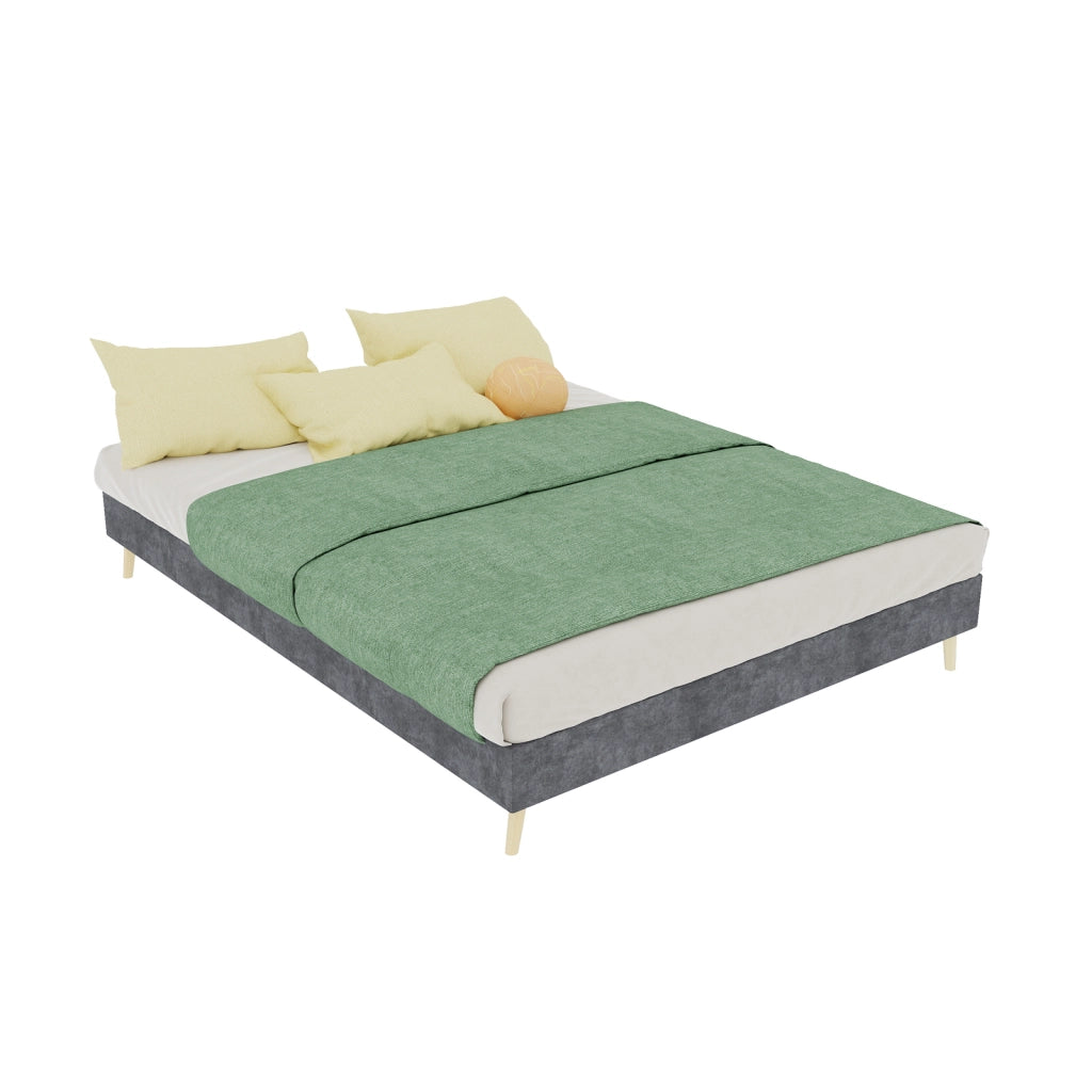 LETTO 140x200 cm Velluto olandese Grigio con testiera alta