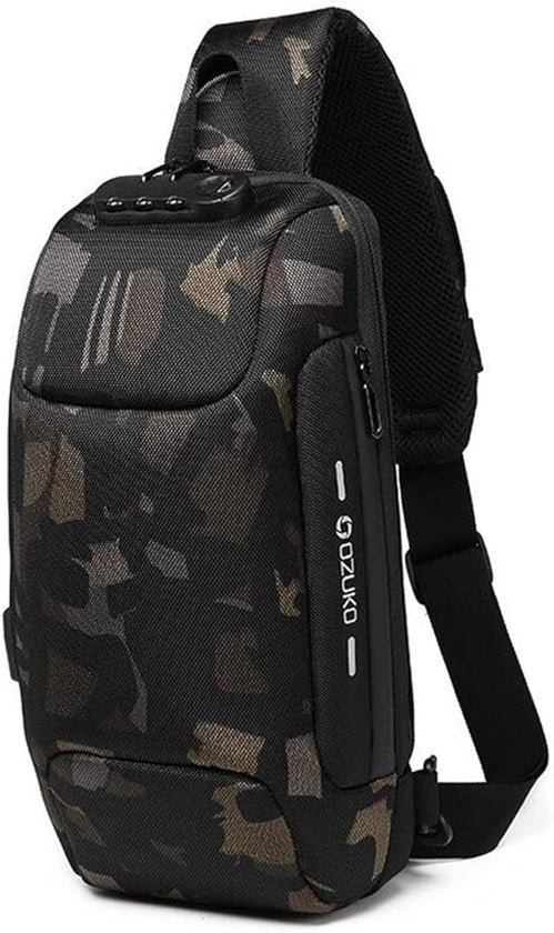 Borsa Antisfrega Tasca con Blocco con Password, USB, Riflettente e Impermeabile Tasca Tasca, Idonea per Bicicletta, Campeggio, Viaggio Polyester