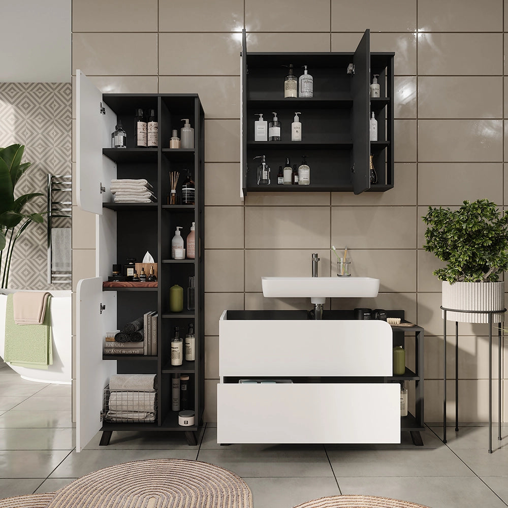 Vicco Set di mobili da bagno Antracite/bianco 3 parti