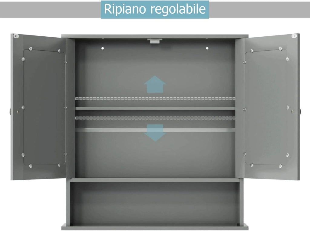 Armadio da Bagno con Ante e Cassetto 43 x 34 x 77cm, Mobile Bagno con Mensola Regolabile e Dispositivo Anti-ribaltamento, Armadietto Elegante per Ufficio, Soggiorno e Camera da Letto, Bianco