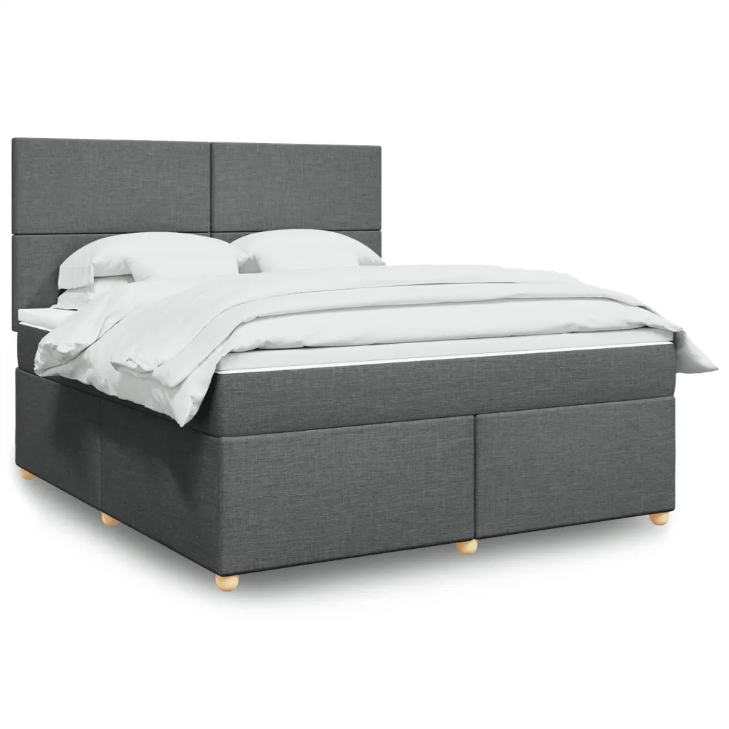 vidaXL Giroletto a Molle con Materasso Grigio Scuro 180x200 cm Tessuto