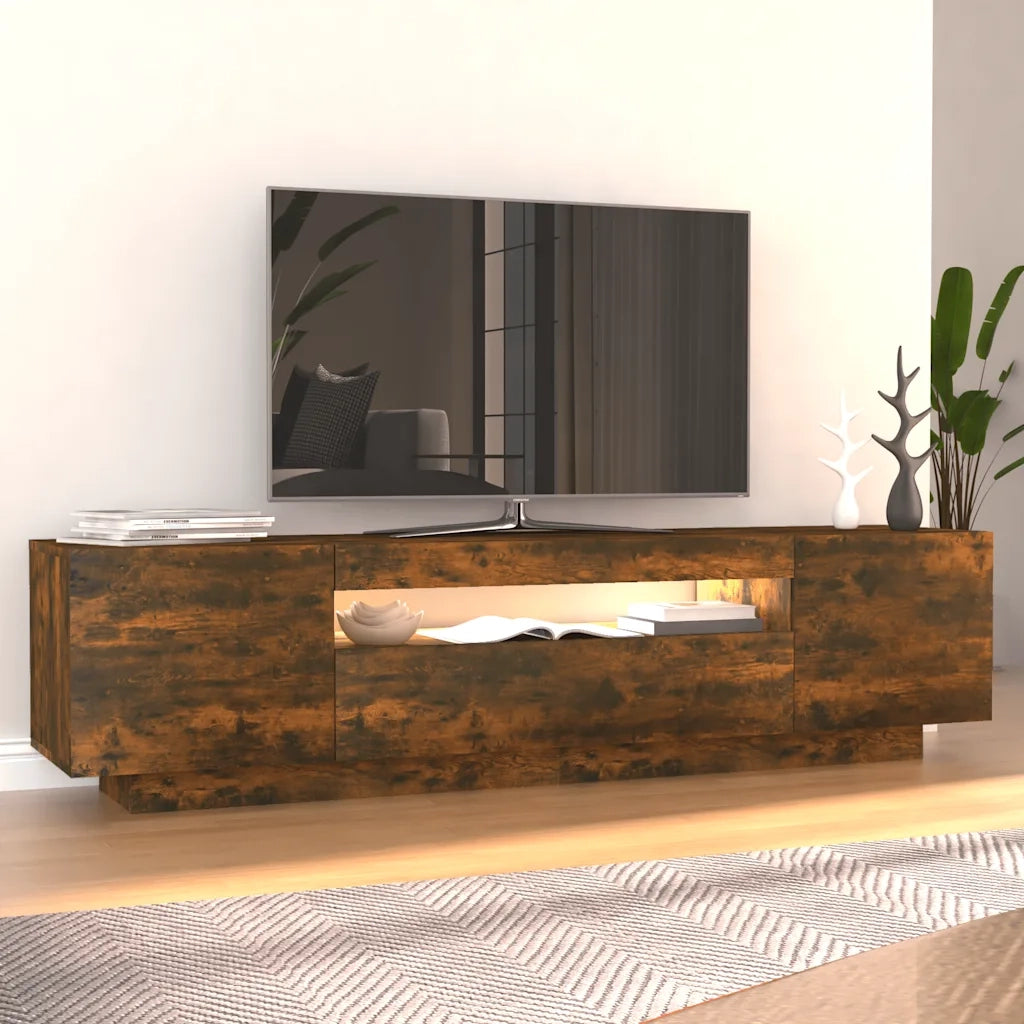 Mobile Porta TV con Luci LED-Mobile per TV-Credenza TV Rovere Fumo 160x35x40 cm