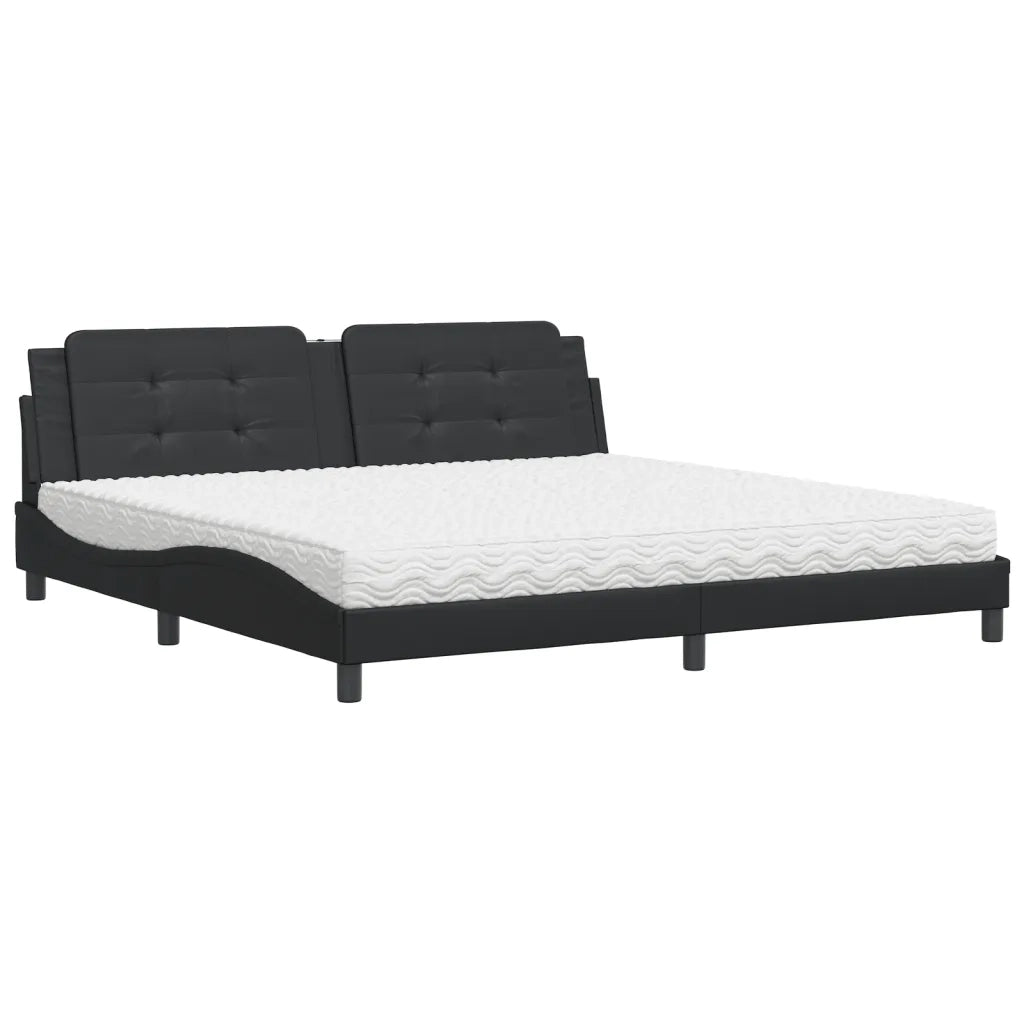 vidaXL Letto con Materasso Nero 200x200 cm in Similpelle