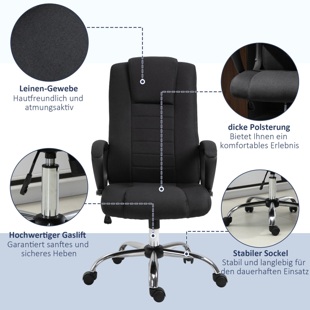 Sedia da ufficio ergonomica con braccioli ¨C zephmum ¨C nero, tessuto, altezza regolabile