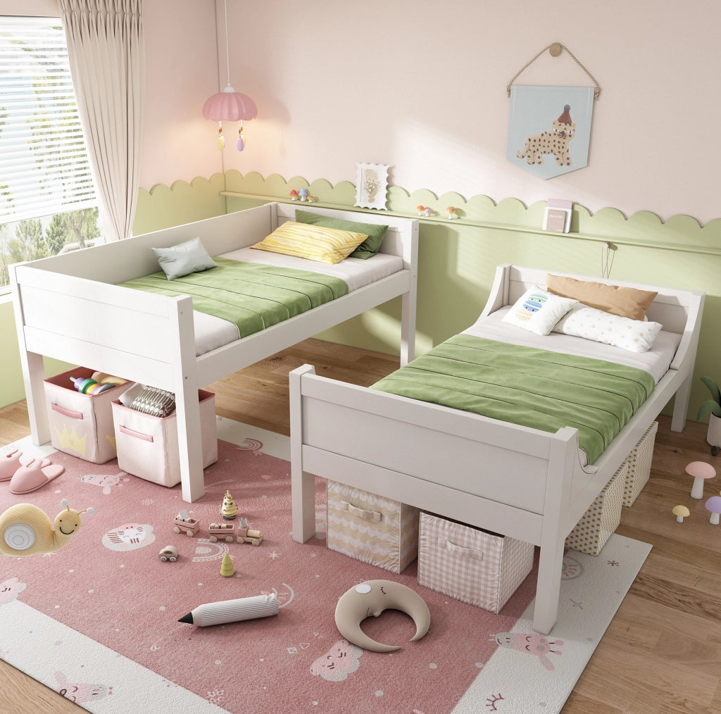 Letto a castello divisibile 90x200 cm bianco con scala
