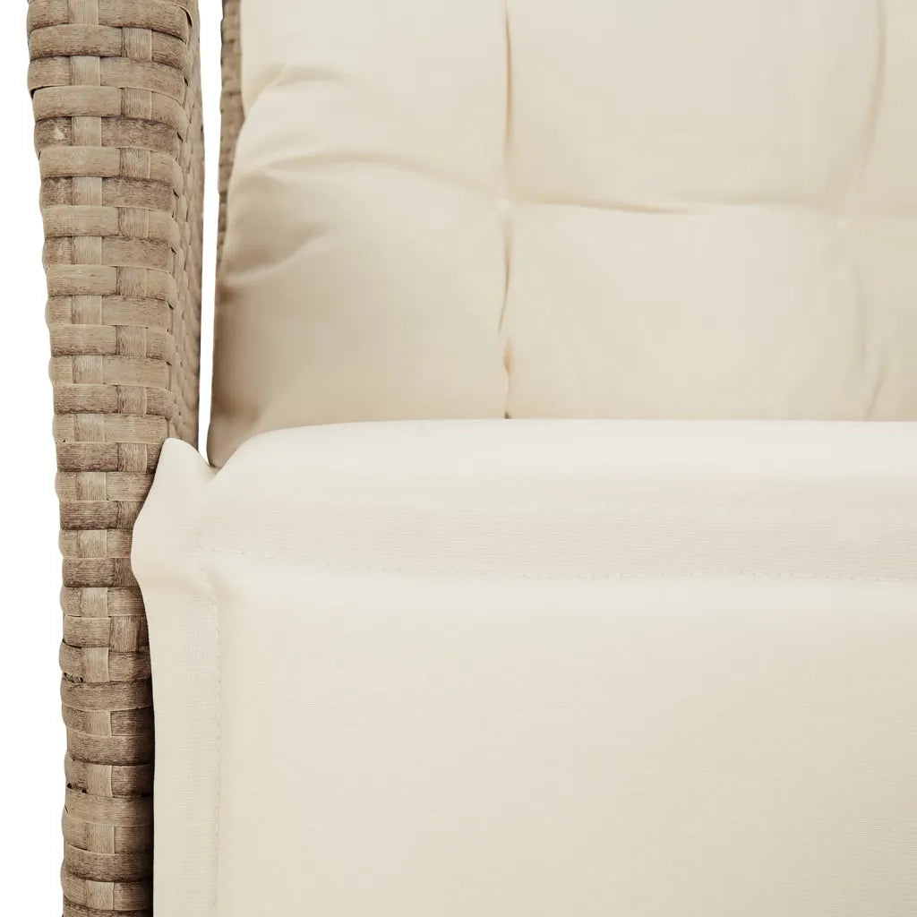 Set da Pranzo da Giardino 9 pz con Cuscini Beige in Polyrattan