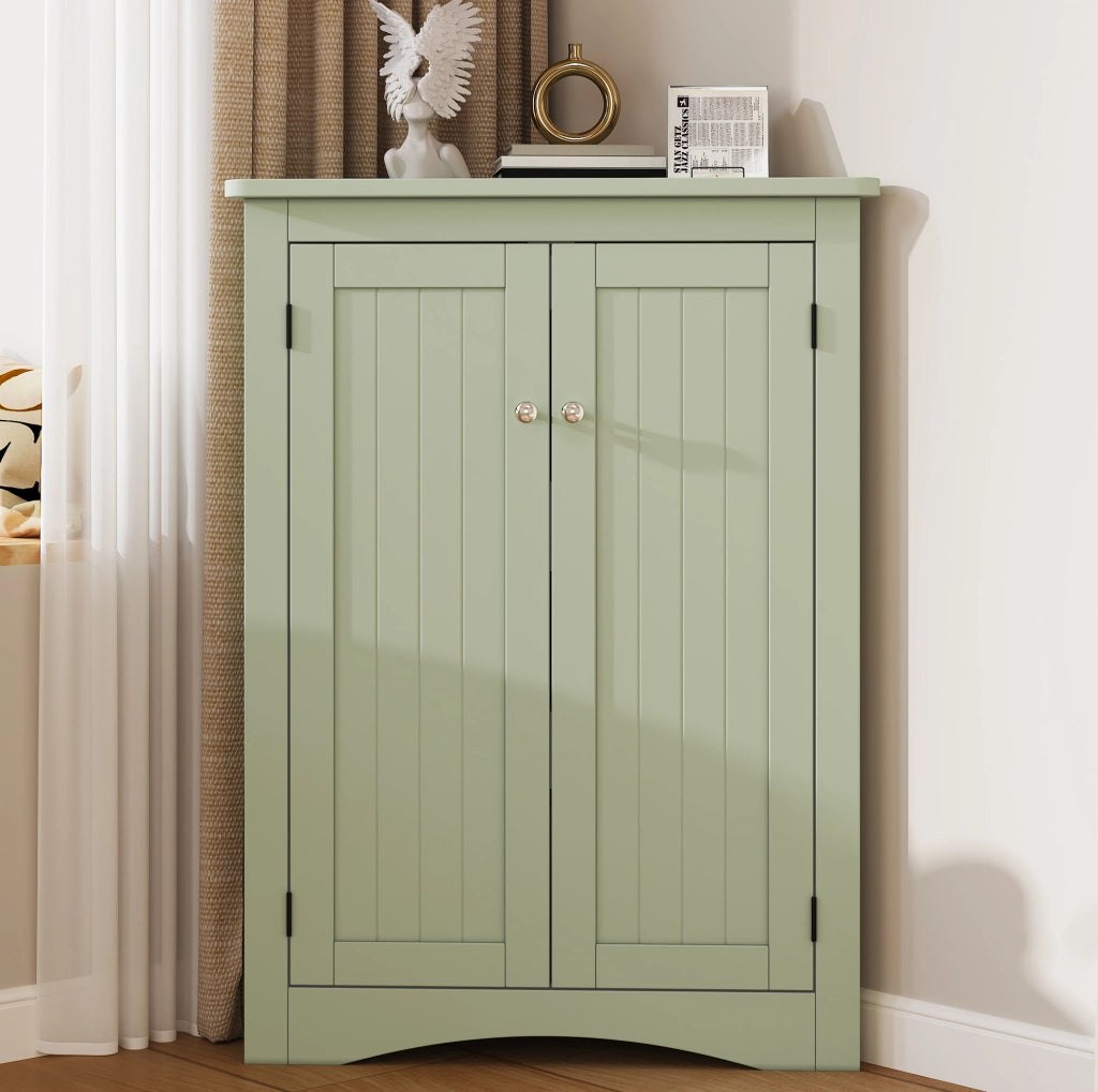 Mobile angolare verde a 2 ante in MDF, 61,5 x 80 cm