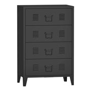 Elegante cassettiera pratico mobiletto portaoggetti in metallo con 4 cassetti acciaio 92 x 80 x 40 cm nero 03_0006839