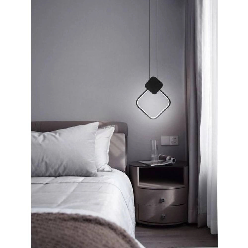 Trade Shop - Lampadario Led Sospensione 12 W Metallo Nero Moderno Luce 3000k 4000k 6500k Lp-02 -
