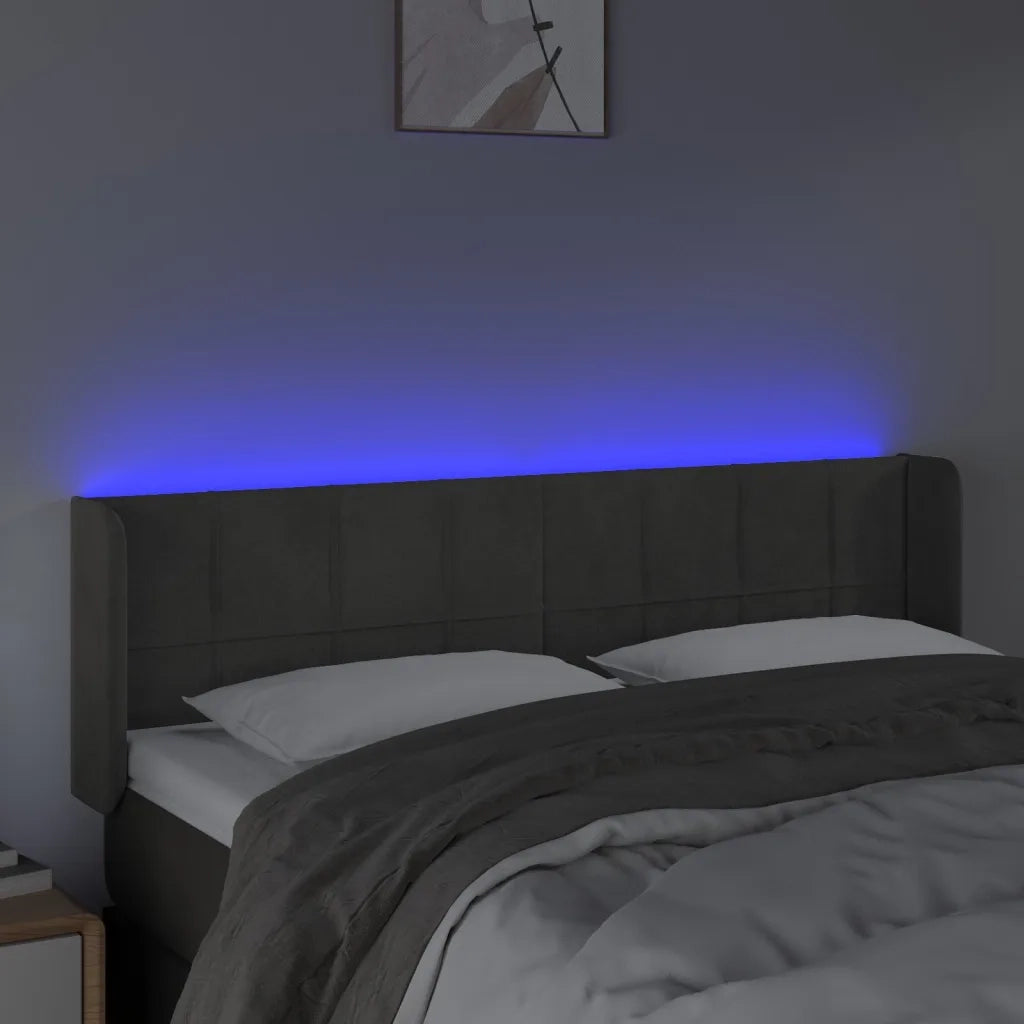 Testiera a LED Grigio Scuro 147x16x78/88 cm in Velluto 3123285